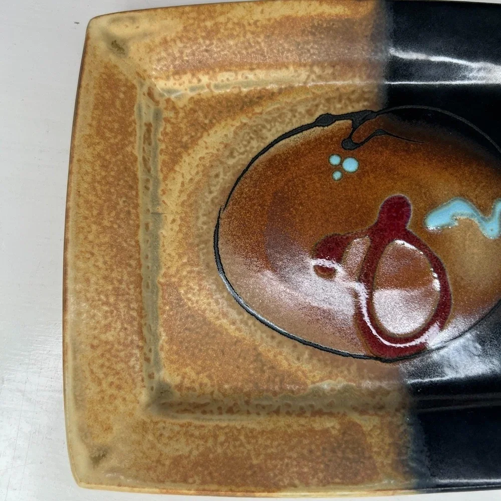 Signed Loren Lukens Studio Pottery Modern Art Dinnerware Plate Platter Vintage
